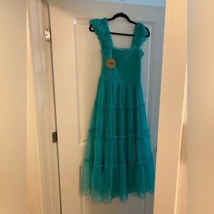 Shirred tulle dress